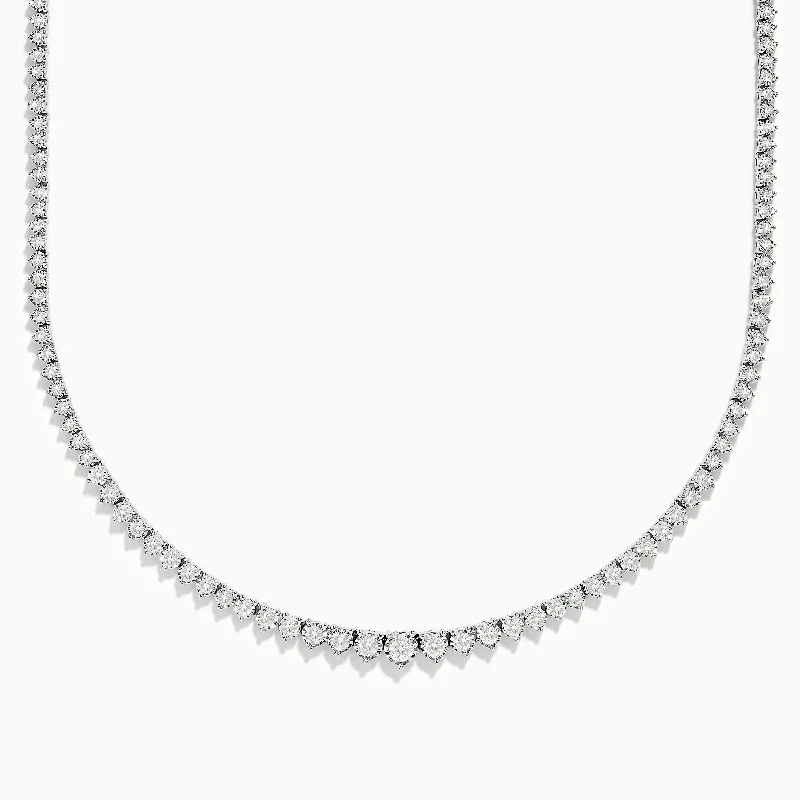 14K White Gold Diamond Tennis Necklace 2.94 TCW