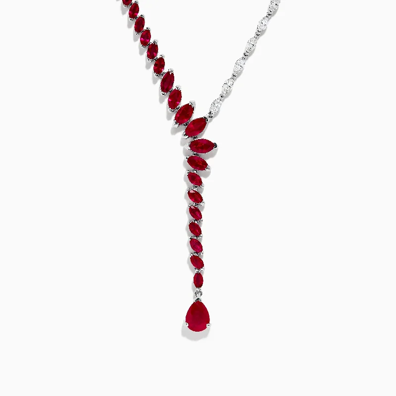 Ruby Royale 14K White Gold Ruby and Diamond Statement Necklace 11.80 TCW