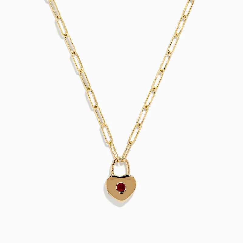 Ruby Royale 14K Yellow Gold Ruby Heart Locket Necklace