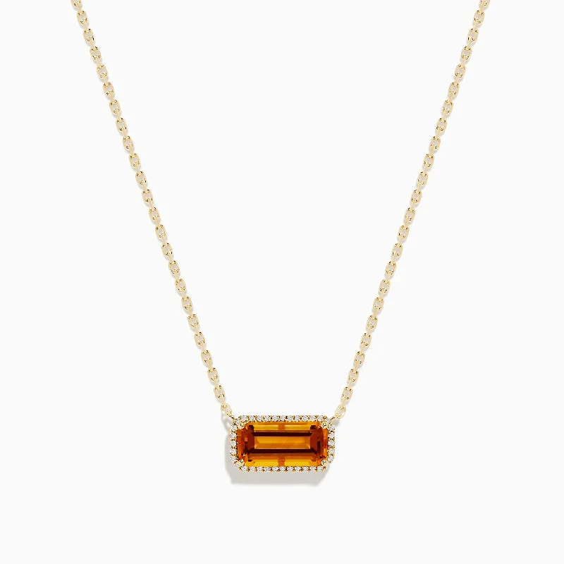 Sunset 14K Yellow Gold Citrine and Diamond Necklace