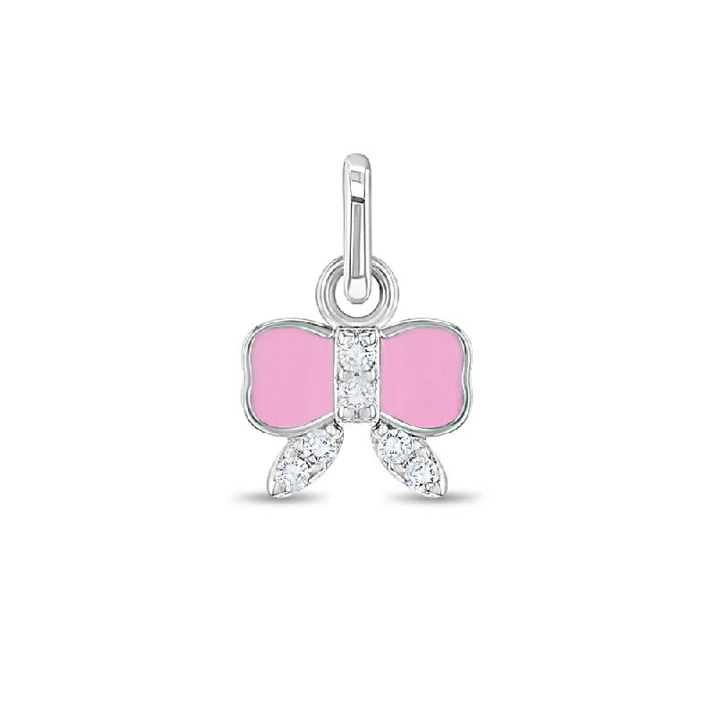 Enamel Bow Charm Kids / Children's / Girls for Charm Bracelet - Sterling Silver