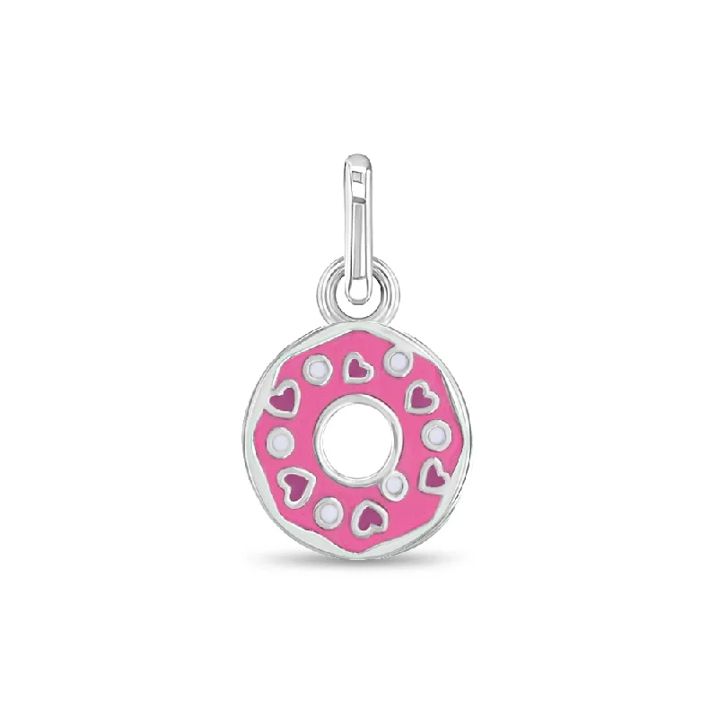 Enamel Love Donut Charm Kids / Children's / Girls for Charm Bracelet - Sterling Silver