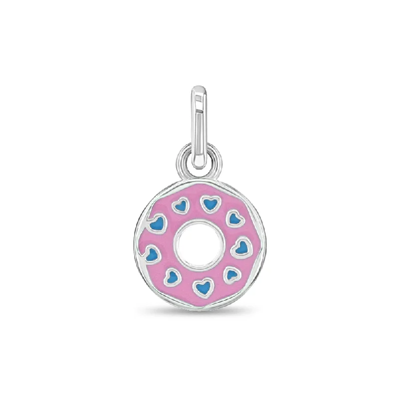 Enamel Love Donut Charm Kids / Children's / Girls for Charm Bracelet - Sterling Silver