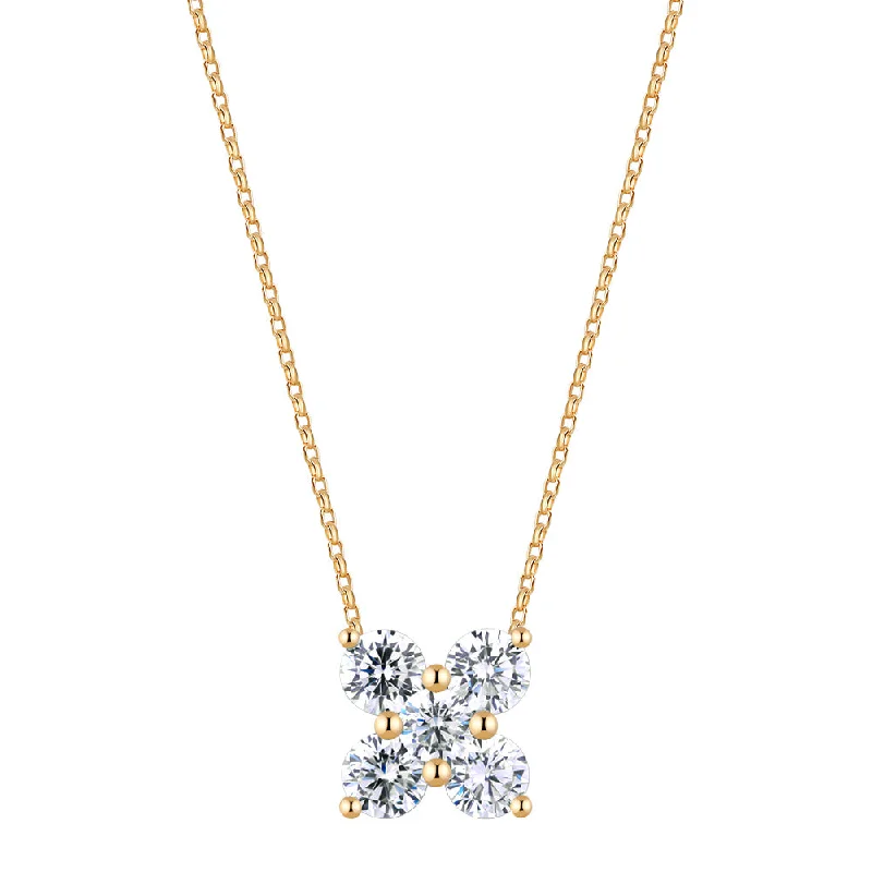 Fancy pendant with 1.17 carats* of diamond simulants in 10 carat yellow gold