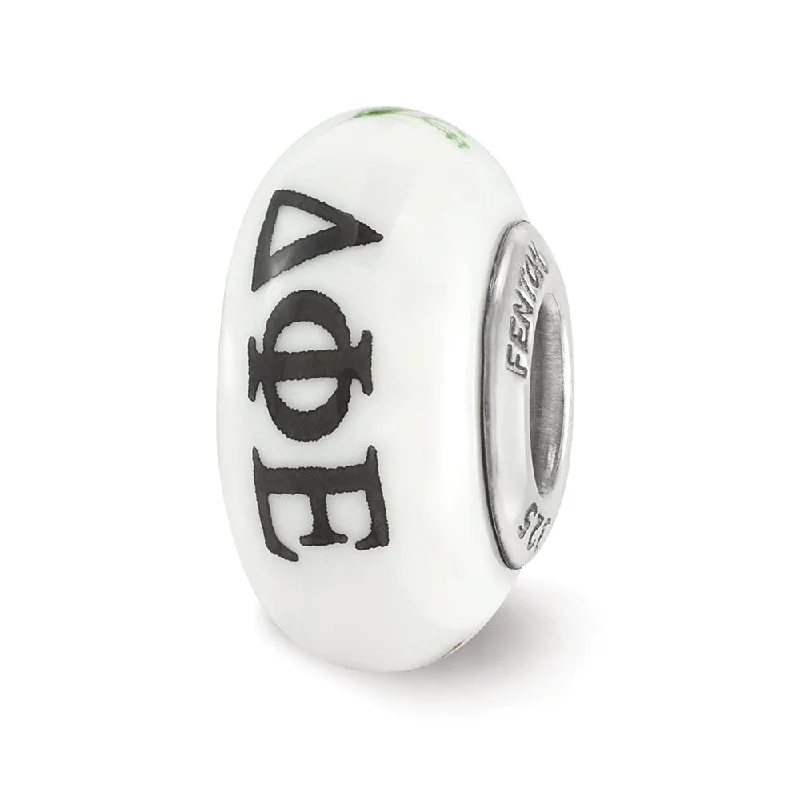 Fenton Delta Phi Epsilon Glass & Sterling Silver Bead Charm