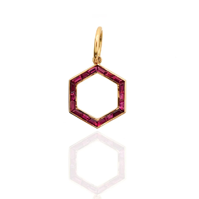 Lawson Dahl Ruby 18K Gold Deco Hexa Pendant