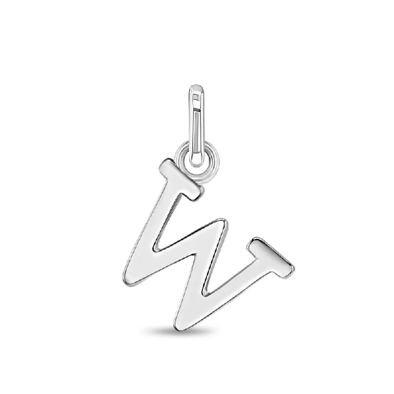 Letter Charm W Kids / Children's / Girls for Charm Bracelet - Sterling Silver