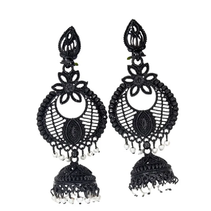 Mahavir Black Plated Beads Earrings