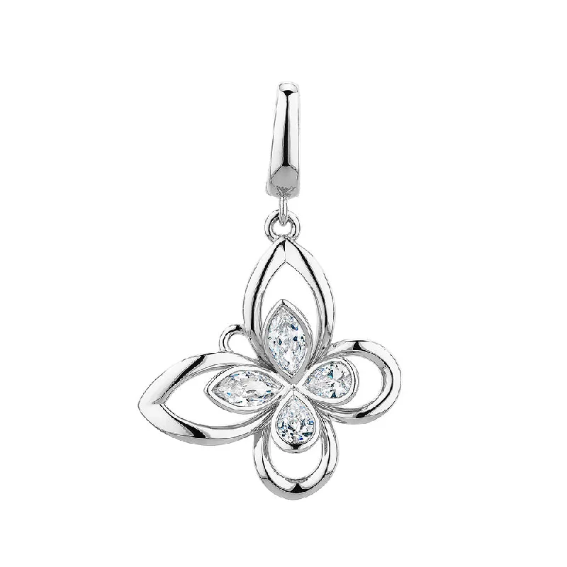 Marquise and Pear charm pendant with 0.92 carats* of diamond simulants in sterling silver