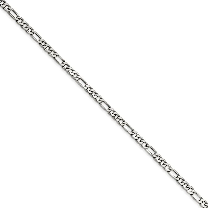 Men's 6.3mm Stainless Steel Figaro Chain Bracelet, 8 Inch