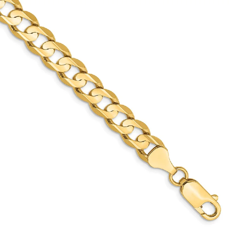 Men's 6.75mm 14k Yellow Gold Open Concave Curb Chain Bracelet