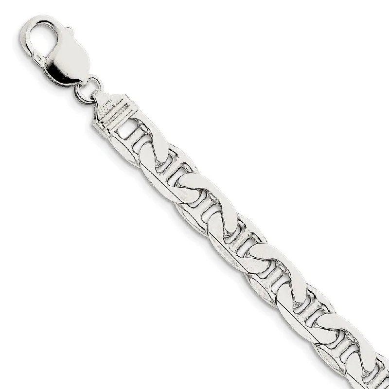 Men's 9.5mm, Sterling Silver, Solid Anchor Chain Bracelet