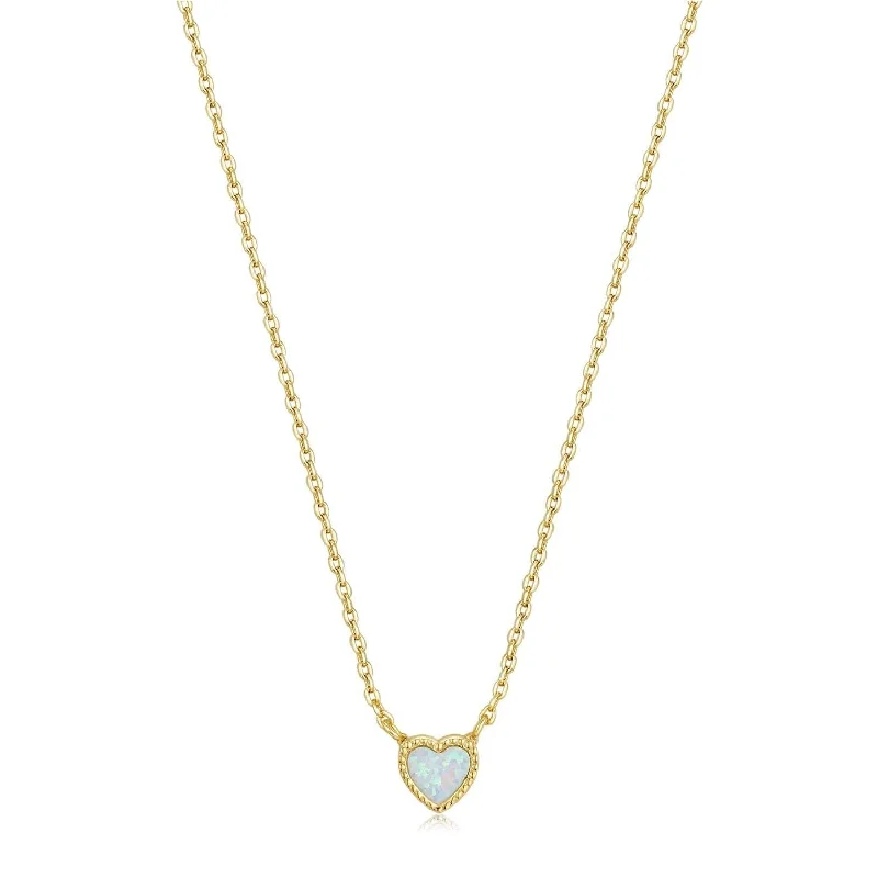 Micro Opal Heart Pendant Necklace