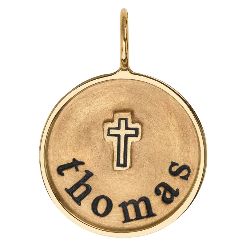 Name with Cross Round Charm