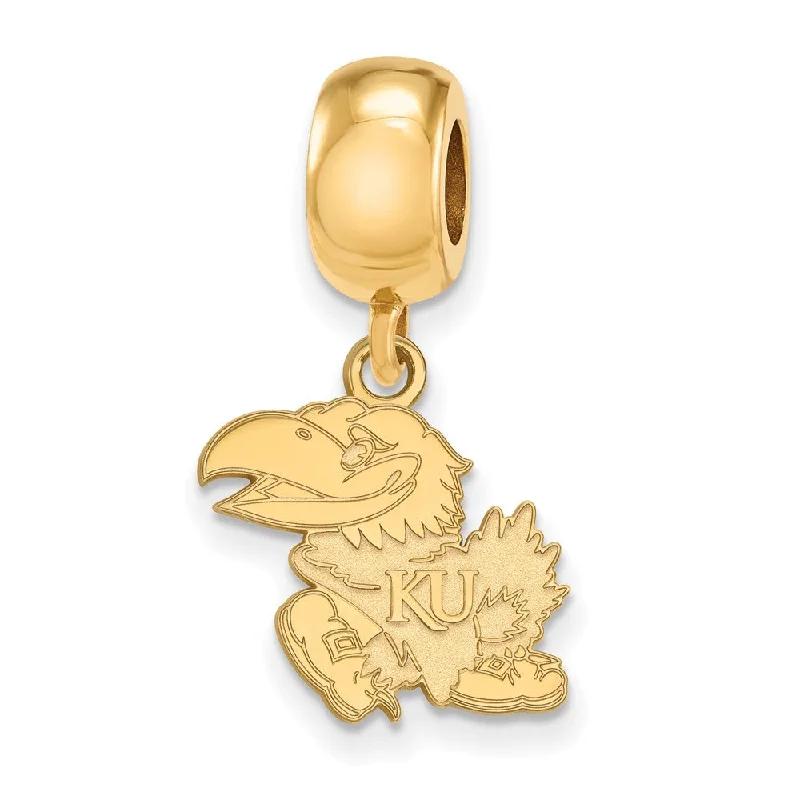 14k Gold Plated Silver University of Kansas Small Dangle Bead Charm