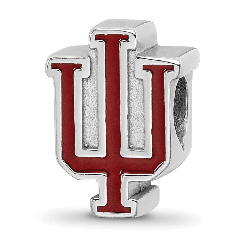 Sterling Silver Indiana University Block IU Enameled Bead Charm