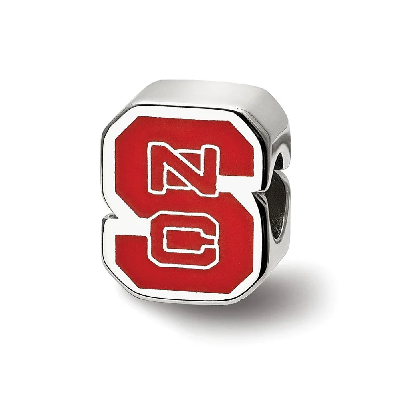 Sterling Silver North Carolina State U Enameled Logo Bead Charm