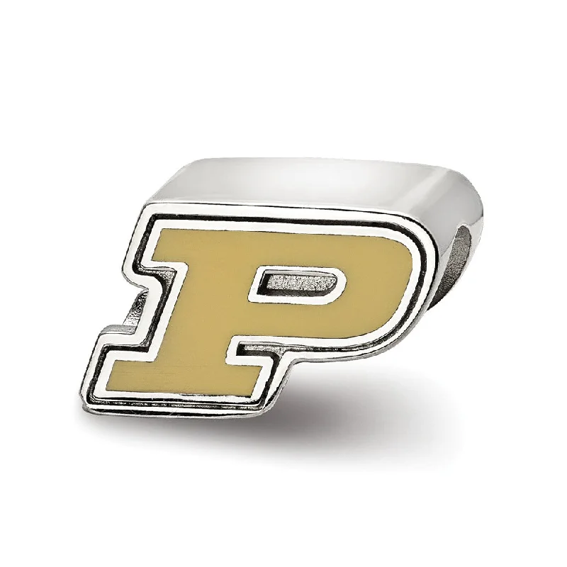 Sterling Silver Purdue University Enameled Logo Bead Charm