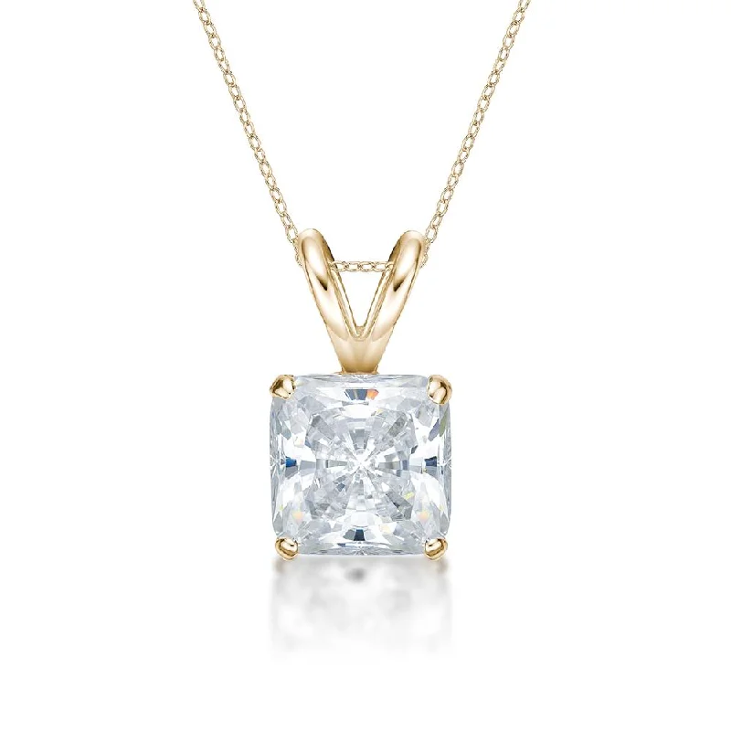 Princess Cut solitaire pendant with 1.5 carat* diamond simulant in 10 carat yellow gold