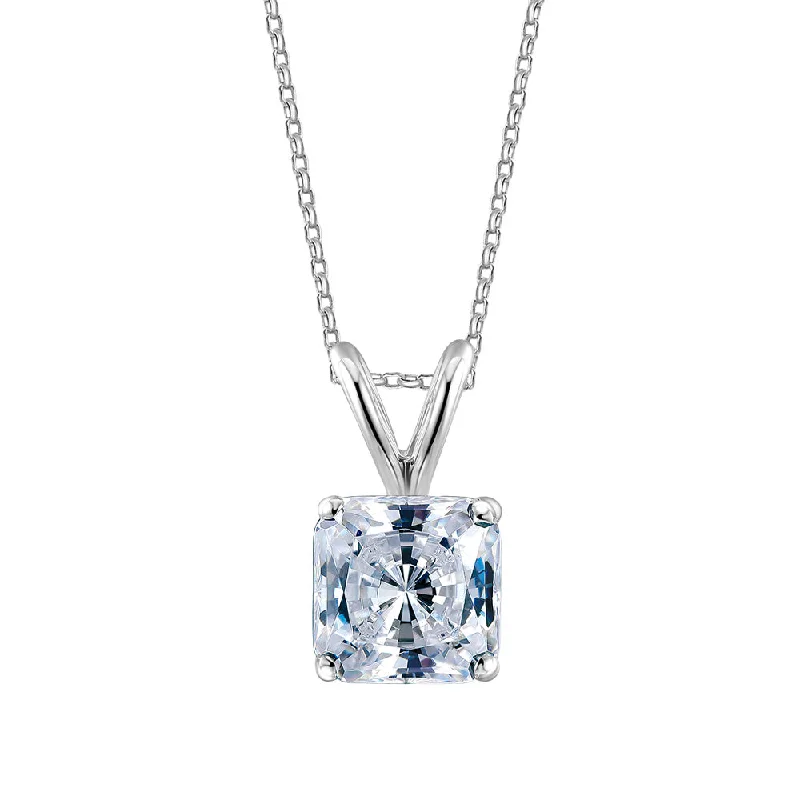 Princess Cut solitaire pendant with 1 carat* diamond simulant in 10 carat white gold