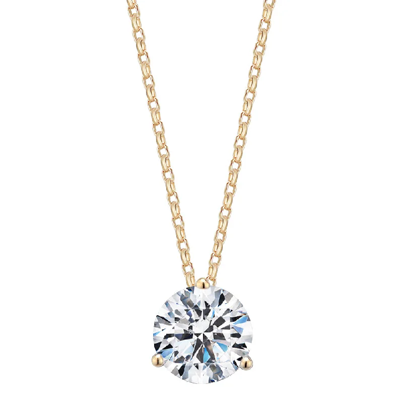 Round Brilliant solitaire pendant with 2.04 carat* diamond simulant in 10 carat yellow gold