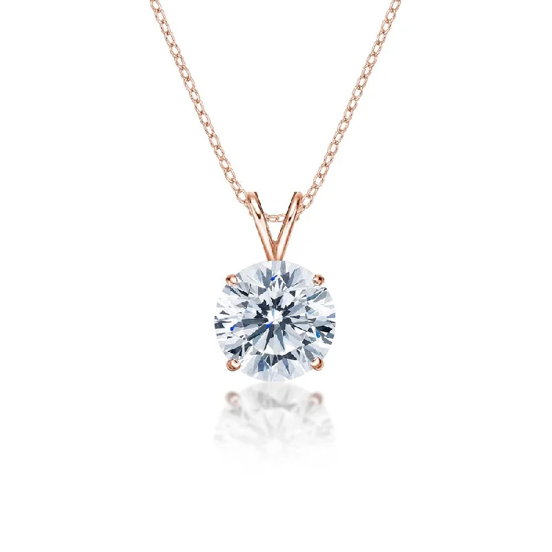 Round Brilliant solitaire pendant with 4 carat* diamond simulant in 10 carat rose gold