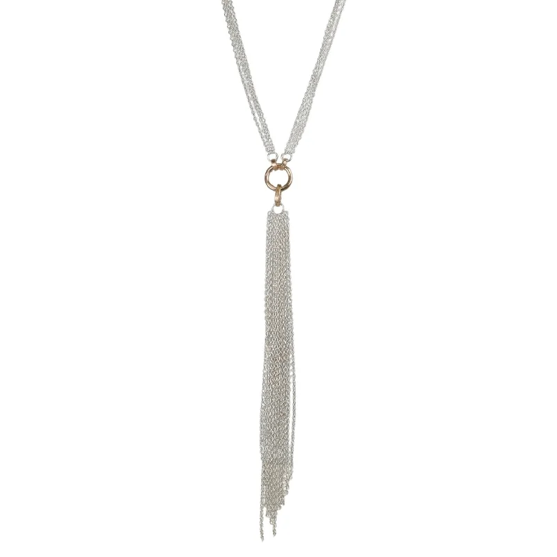 "The Jessie" Mixed 14K Gold & Sterling Silver Fringe Lariat Necklace