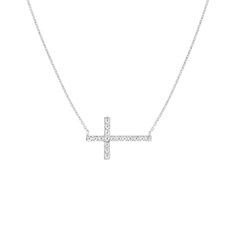 Sideways Cross Necklace with 1/6tcw Diamond