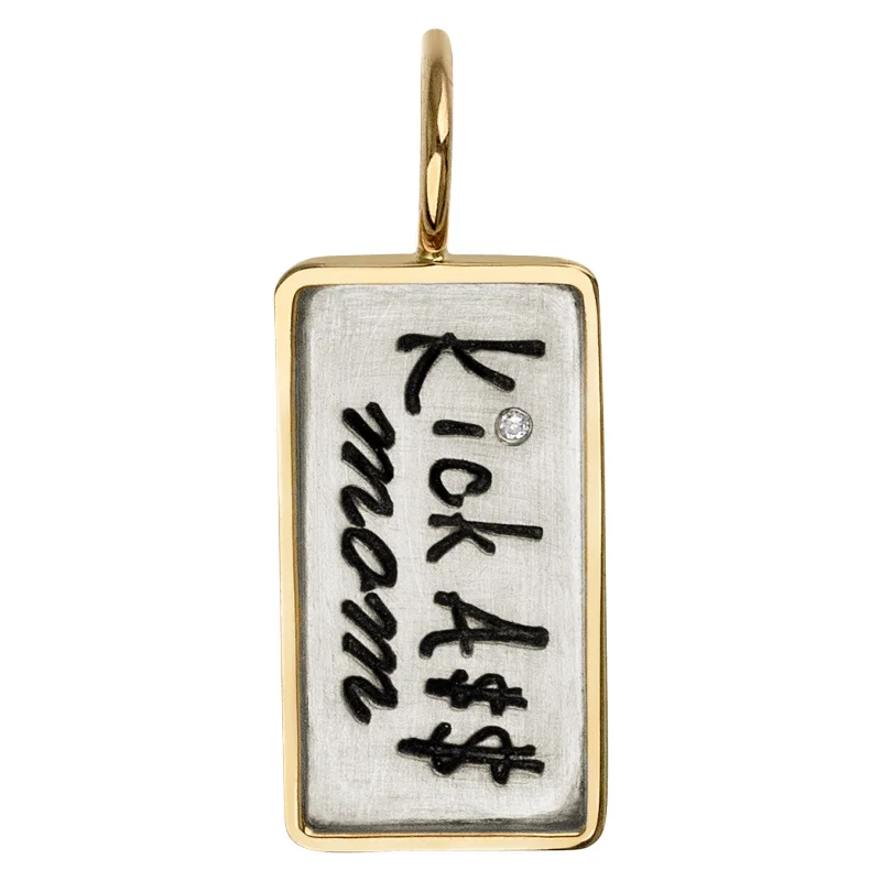 Silver & Gold Kick A$$ Mom ID Tag