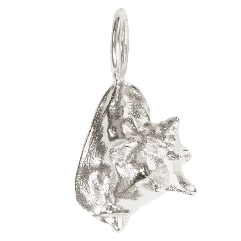 Silver Polished Conch Shell Sculptural Charm