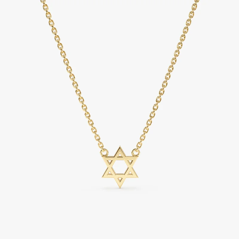 Solid Gold Star of David Necklace, Matilda