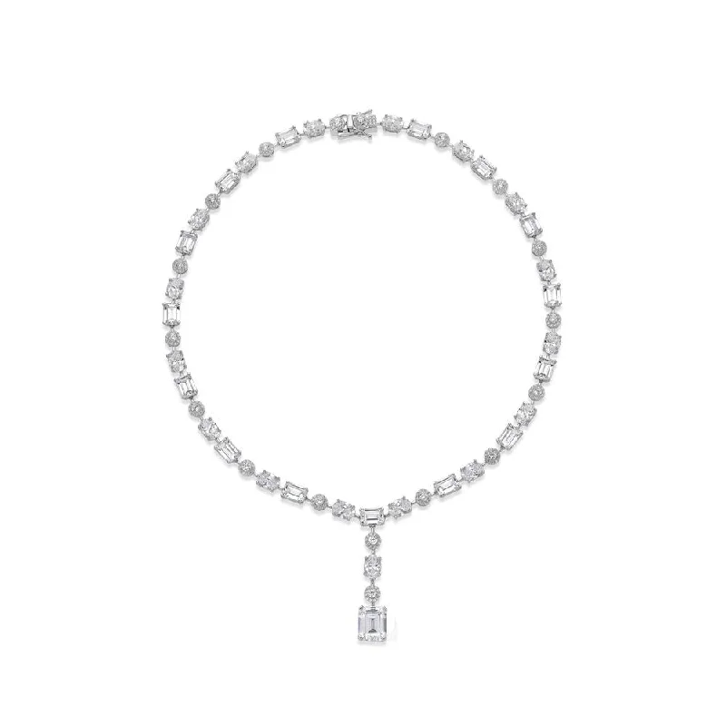 Sophia  Statement necklace with 42.89 carats* of diamond simulants in sterling silver