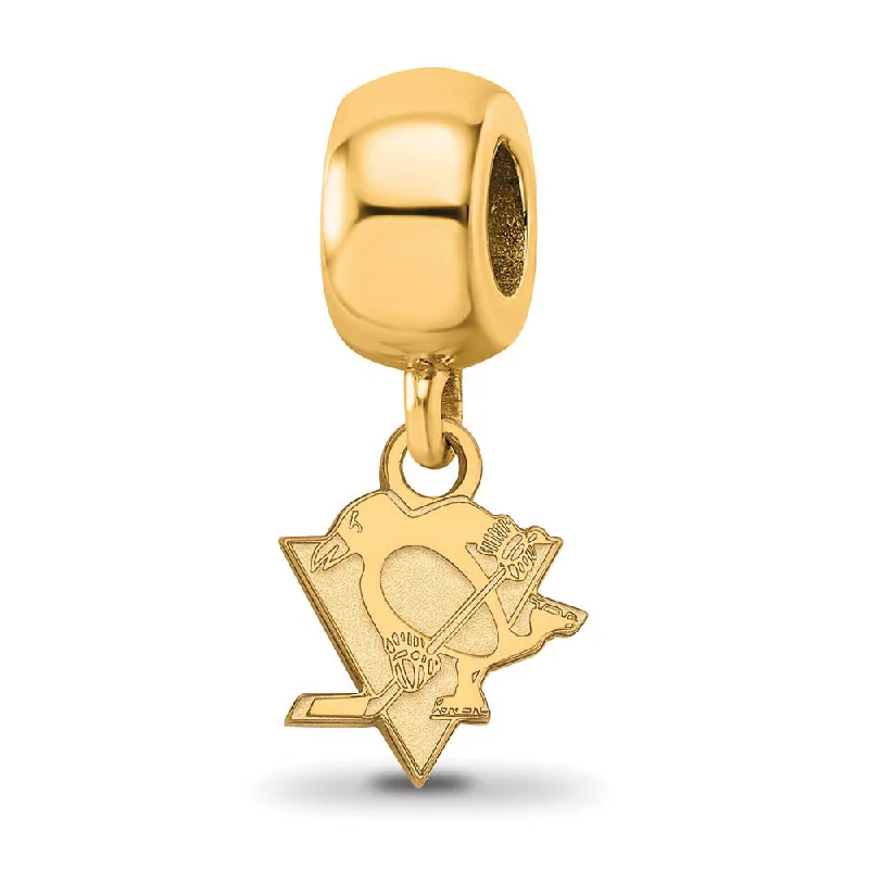 SS 14K Yellow Gold Plated NHL Pittsburgh Penguins XS Dangle Bead Charm