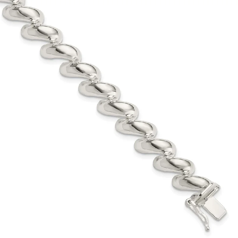 Sterling Silver 8mm Polished Hollow San Marco Chain Bracelet