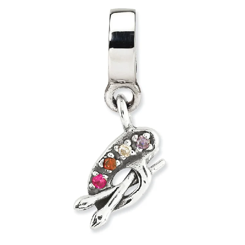 Sterling Silver Artists Palette Dangle Bead Charm