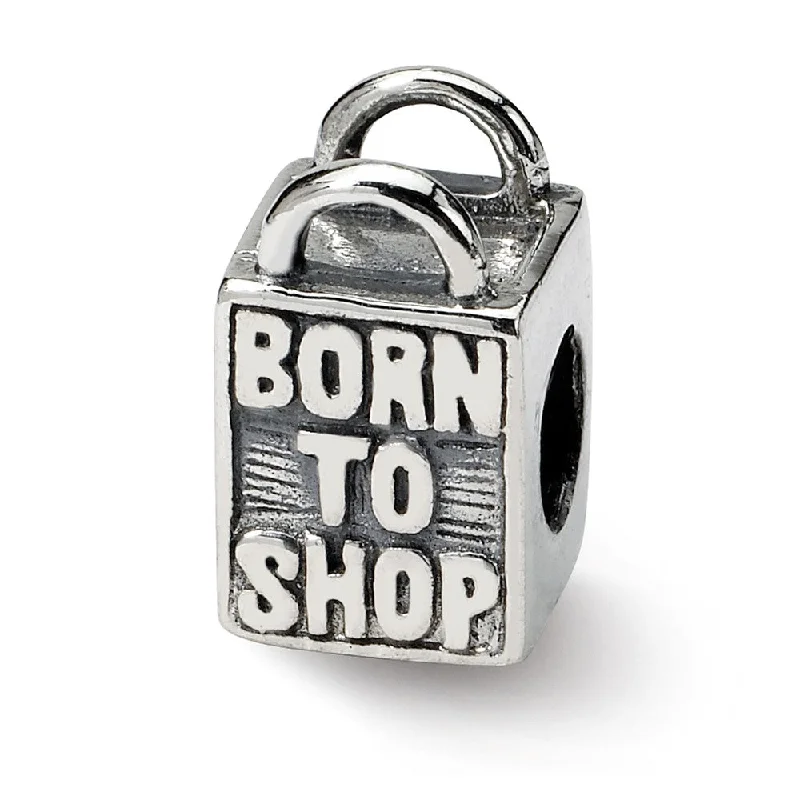 Sterling Silver Born to Shop, Shopping Bag Bead Charm