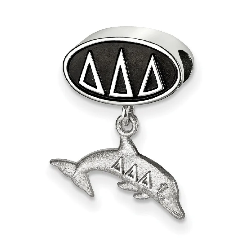 Sterling Silver Delta Delta Delta Dolphin Dangle Bead Charm