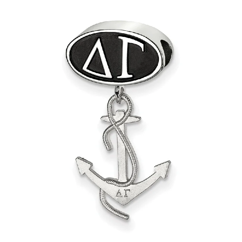 Sterling Silver Delta Gamma With Anchor Dangle Bead Charm