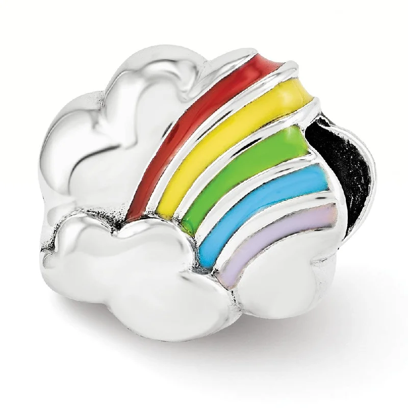 Sterling Silver Enameled Rainbow Cloud Bead Charm