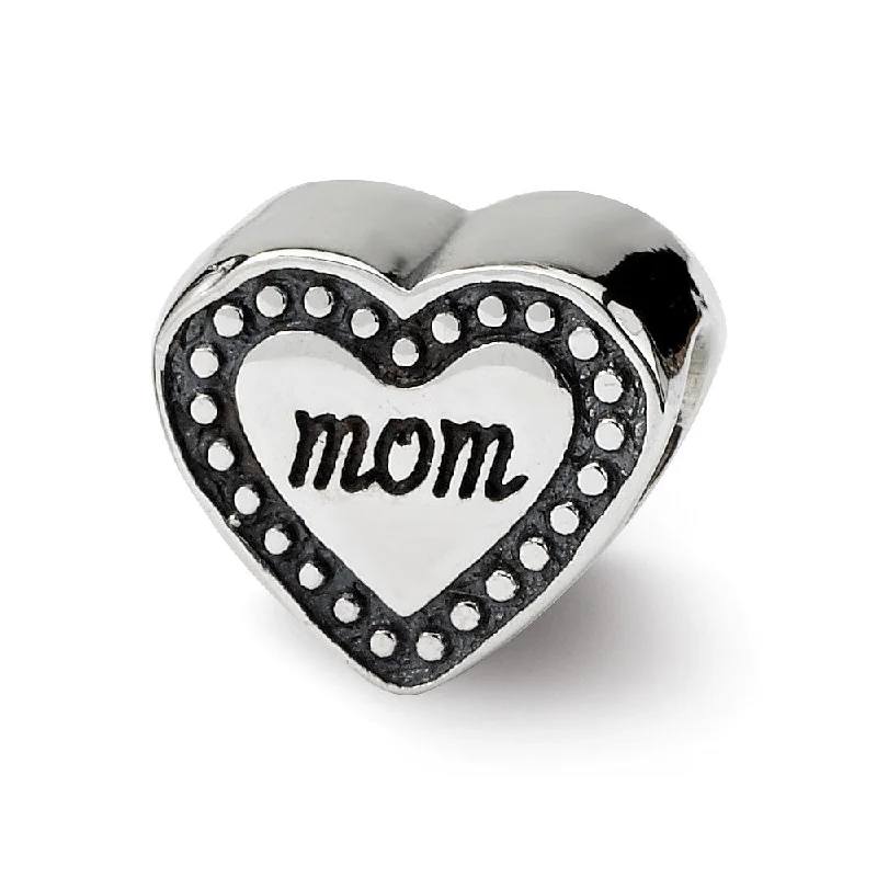 Sterling Silver Mom Heart Bead Charm