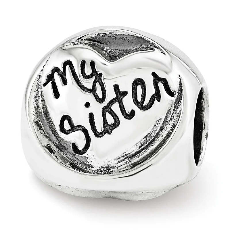 Sterling Silver My Sister My Friend 3-Sided Trilogy Bead Charm