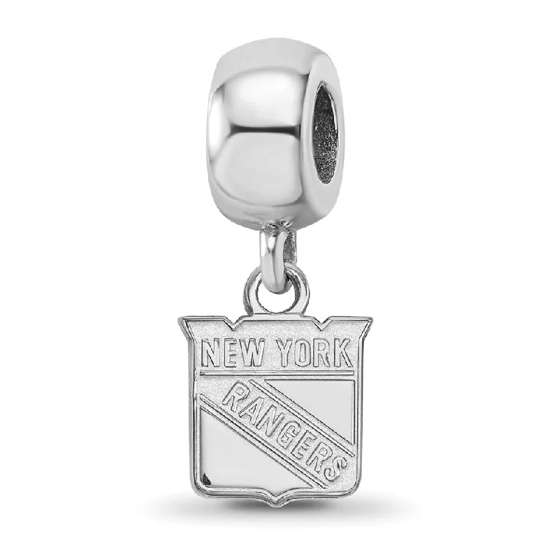 Sterling Silver Rhodium Plated NHL NY Rangers XS Dangle Bead Charm