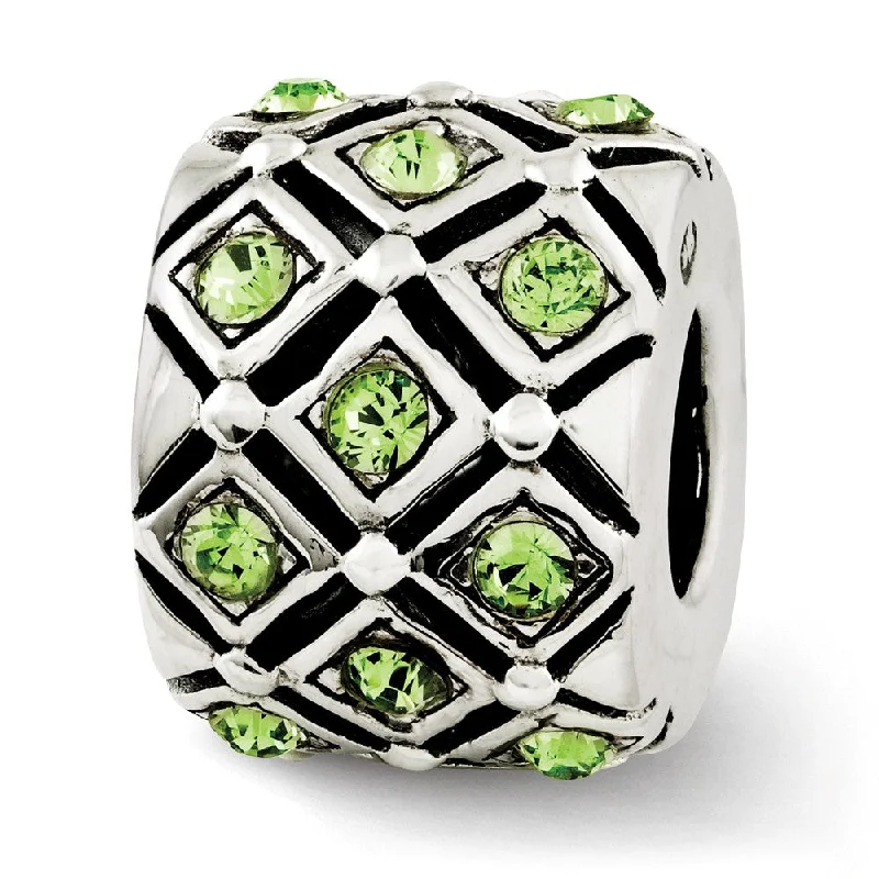 Sterling Silver with Green/Yellow Crystals August Lattice Bead Charm