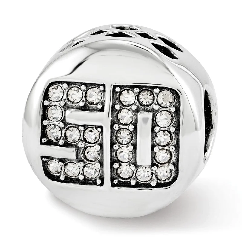 Sterling Silver with White Crystals Fantastic 50 Bead Charm