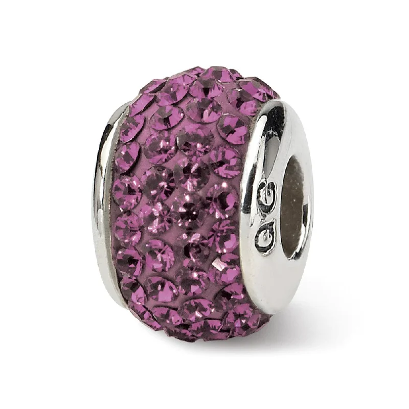 Sterling Silver with Purple Crystals February Birthstone Bead Charm