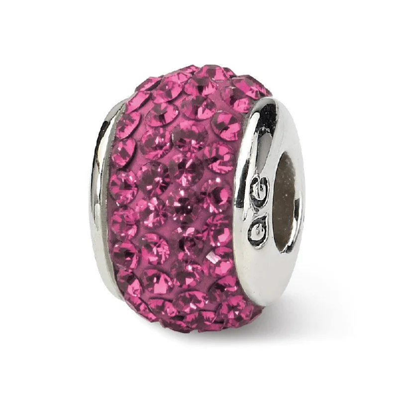 Sterling Silver with Pink Crystals October Birthstone Bead Charm