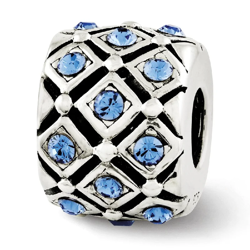 Sterling Silver with Blue Crystals September Lattice Bead Charm