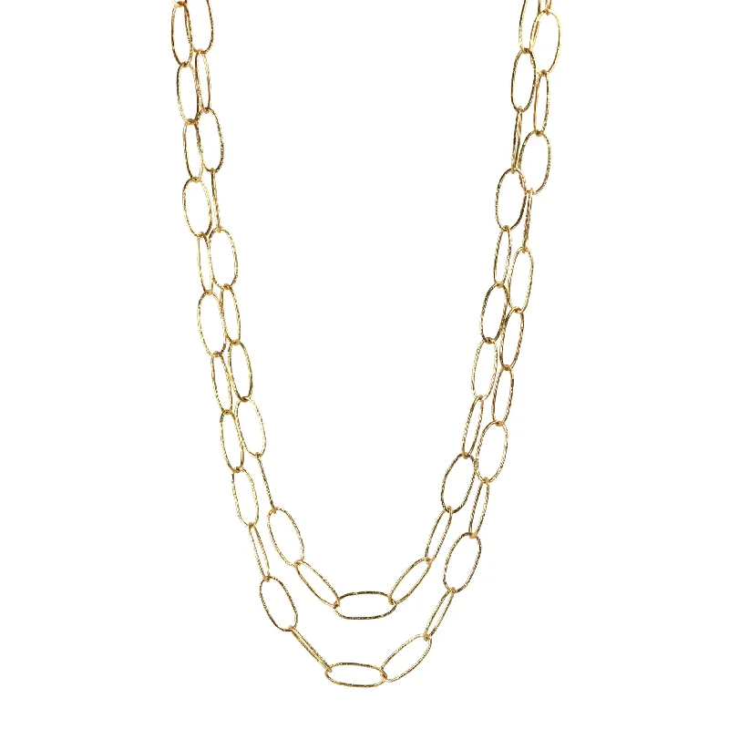 18K Gold Hammered "Bubble Oval" Chain Necklace