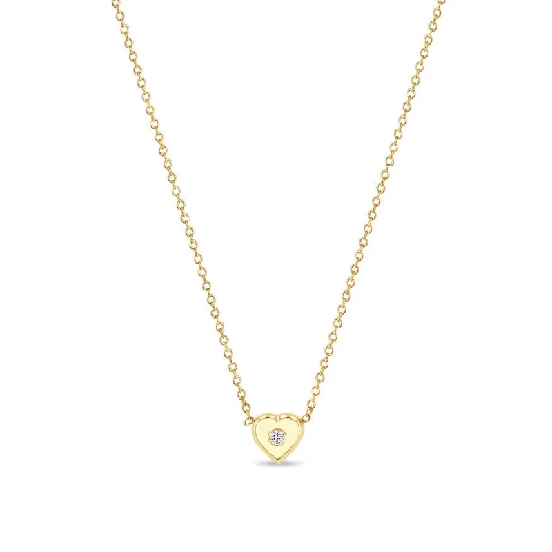 Heart Shaped Charm Necklace with Diamond