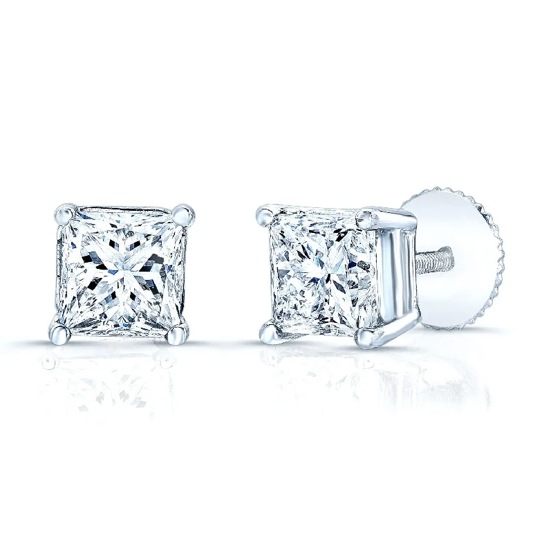 1 Ctw Diamond Studs Earrings In 14k White Gold